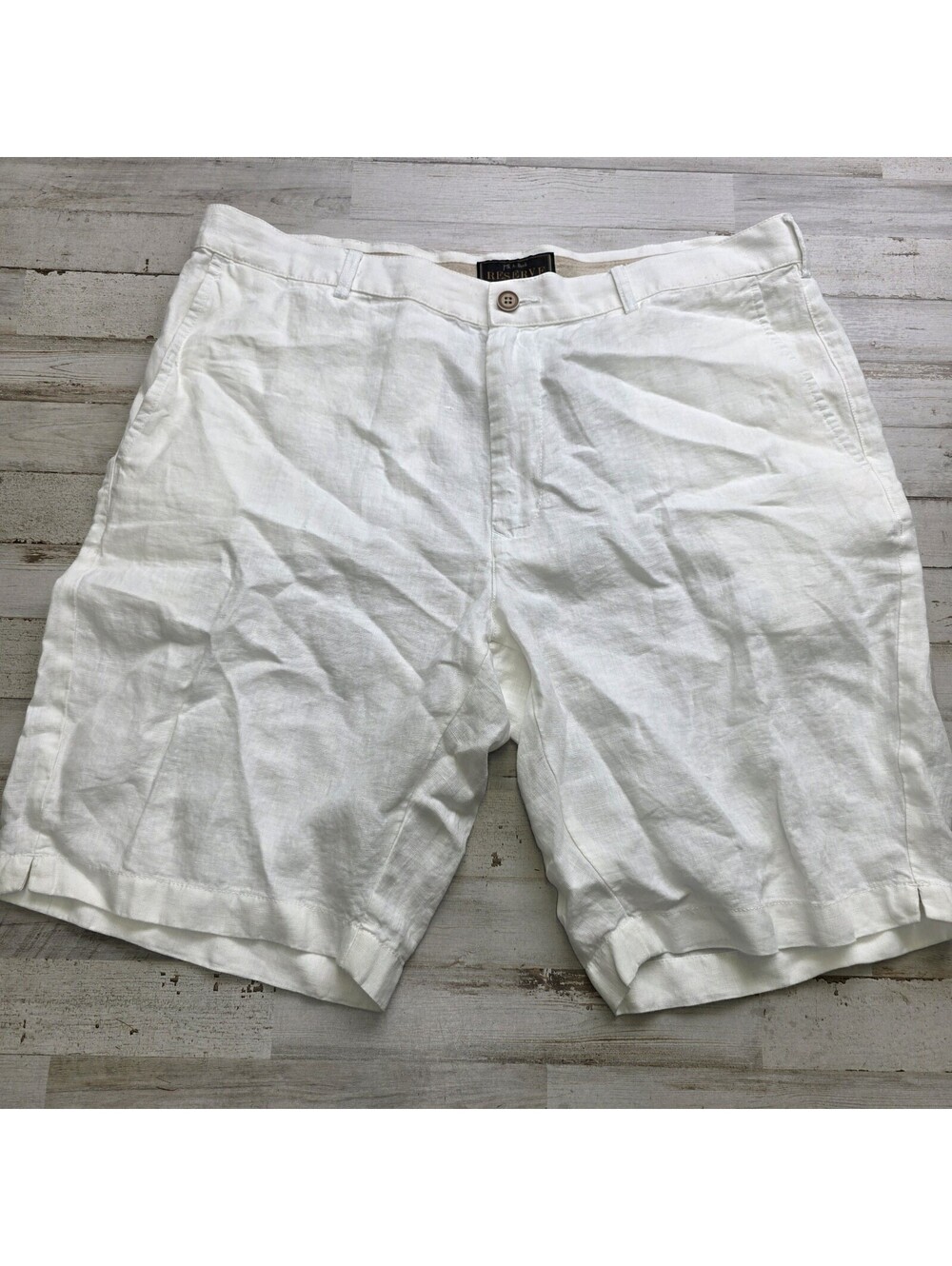 Jos A Bank Reserve White 100% Linen Shorts Mens Size 38 Vacation Summer Cruise